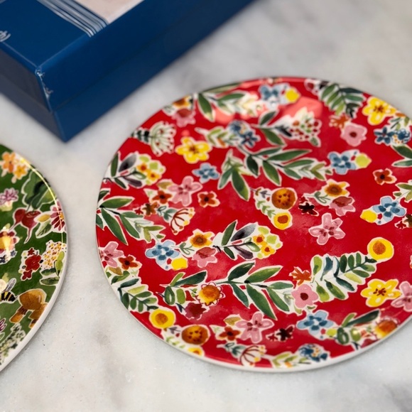 Pier 1 Imports Set of 4 Floral with Ladybugs 6.2”Appetizer Plates New Not Used - Picture 4 of 8